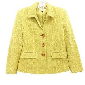 Talbots‎ Petite Yellow Tweed Blazer Jacket Women's Size 6 Career Business